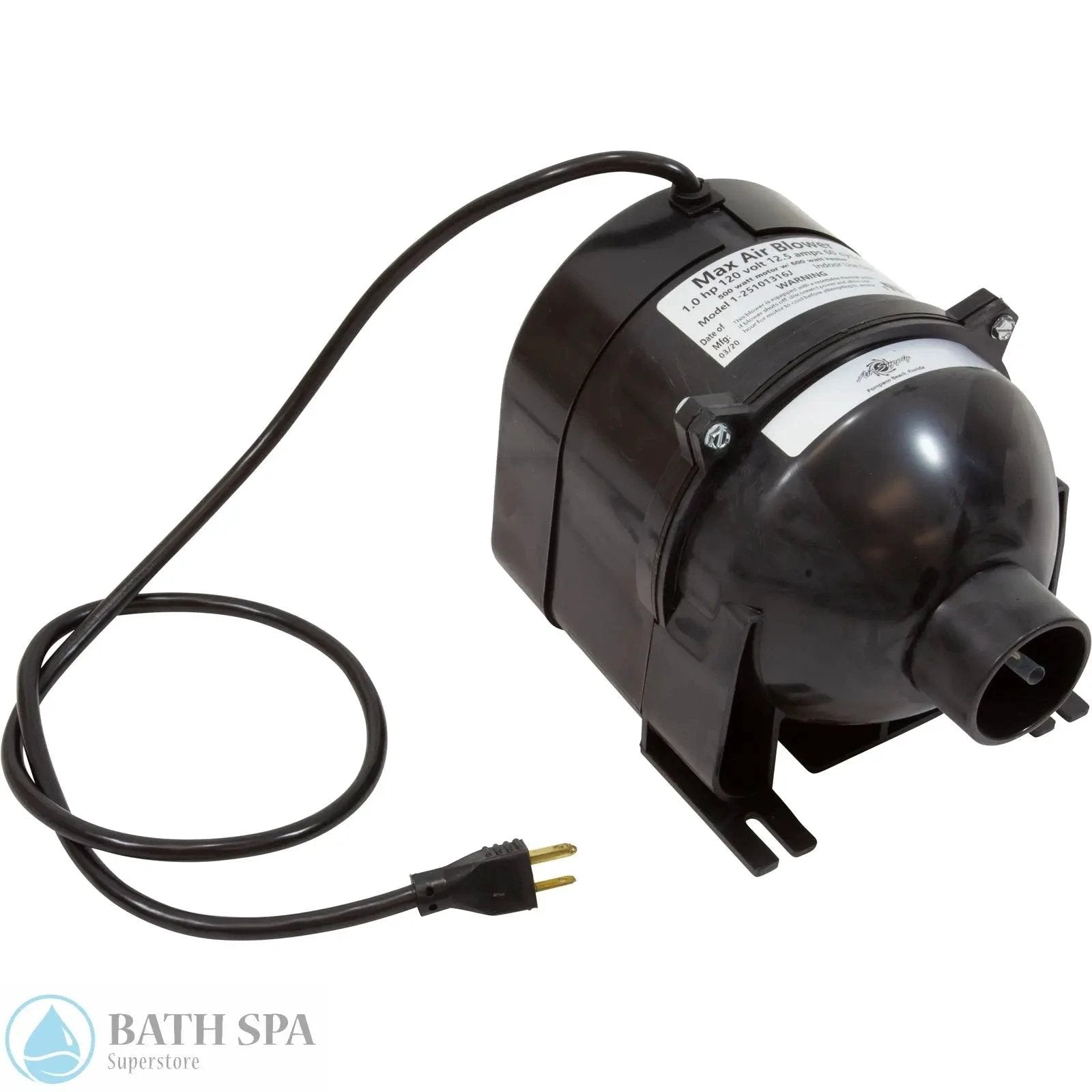 Max Air Blower, 1 hp 7a 120v 600w Heater Air Switch (2510120F6J) Spa Parts 1-2510120F6J