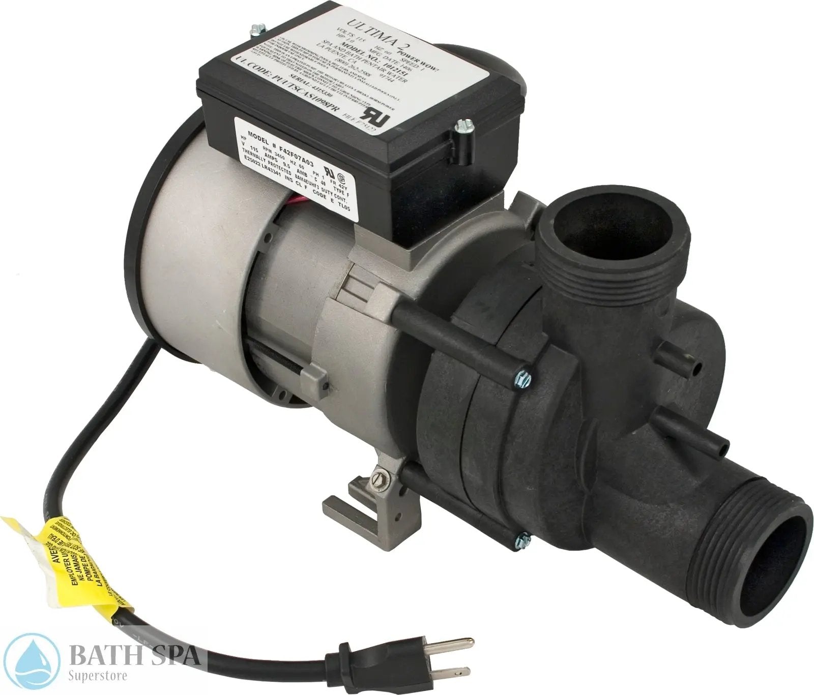 Balboa (Vico) Bath Pump, 9 amp, 115v, Air Switch, Cord (1051057) Bath Pumps and Parts 1051057