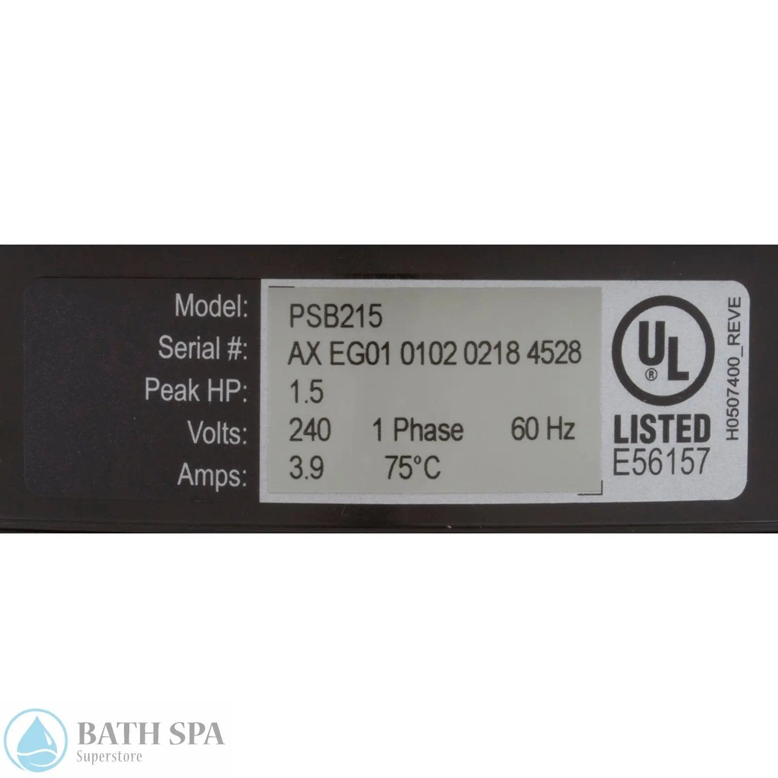 Zodiac Polaris Air Blower, Jandy, Plastic, 1.5hp, 230v, 3.9a [Hardwire} (PSB215) Spa Parts: Spa Air Blowers (Residential - Bottom Mount) 34-100-1125_2-MANLABEL__XL