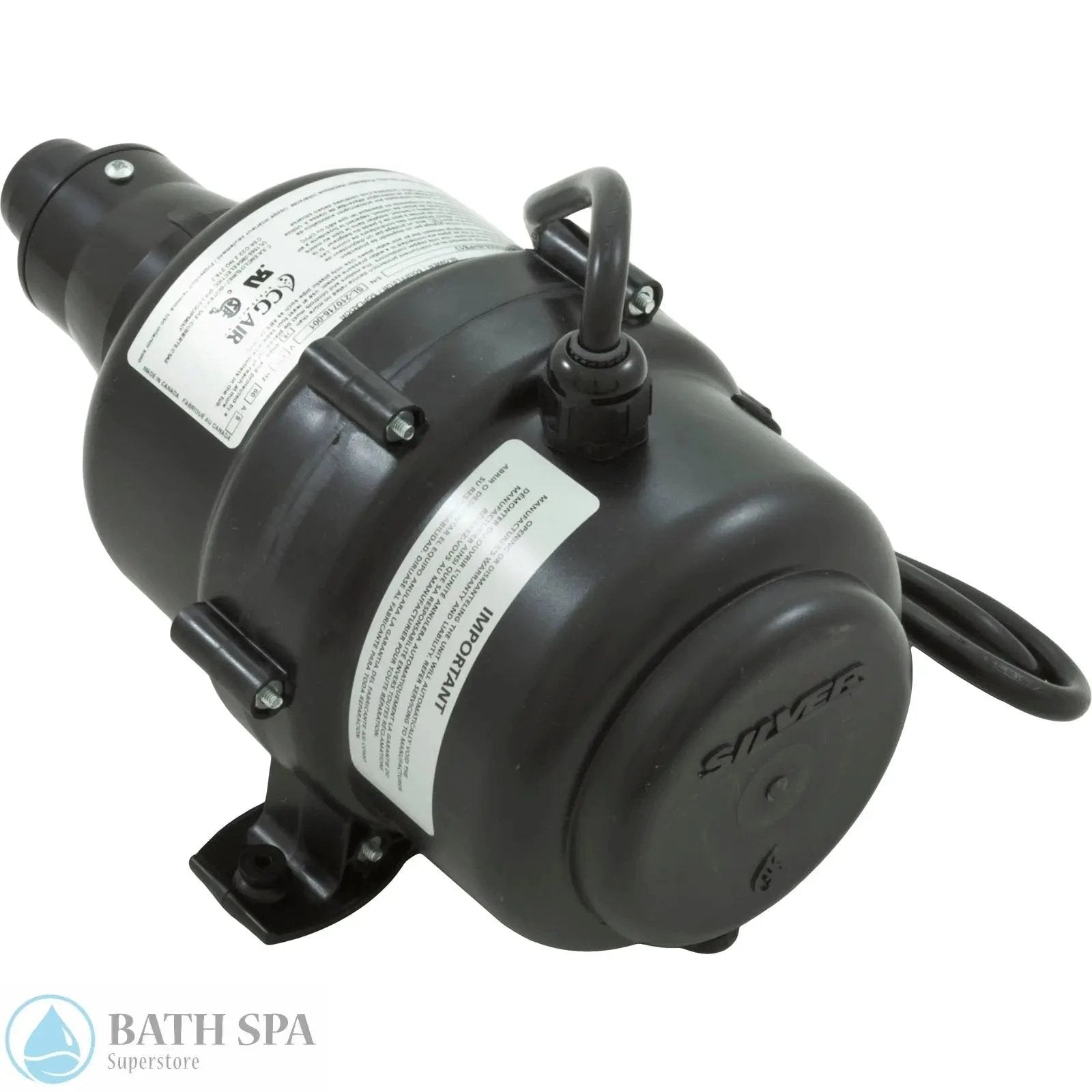 Air Blower, CG Air Silver, 3 spd, 120v, 300W Heater, Air Switch (SL3-350-120/60A-N+PB13) Bath Parts: Bath Air Blowers 34-122-1032_1-REVERSE__XL