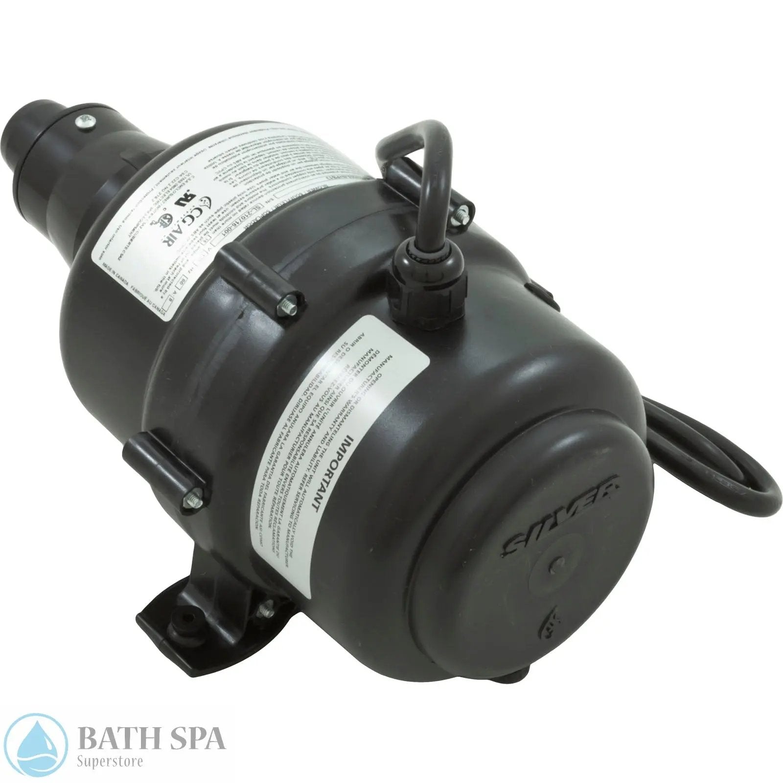 Air Blower, CG Air Silver, 3 spd, 120v, 300W Heater, Air Switch (SL3-350-120/60A-N+PB13) Bath Parts: Bath Air Blowers 34-122-1032_1-REVERSE__XL