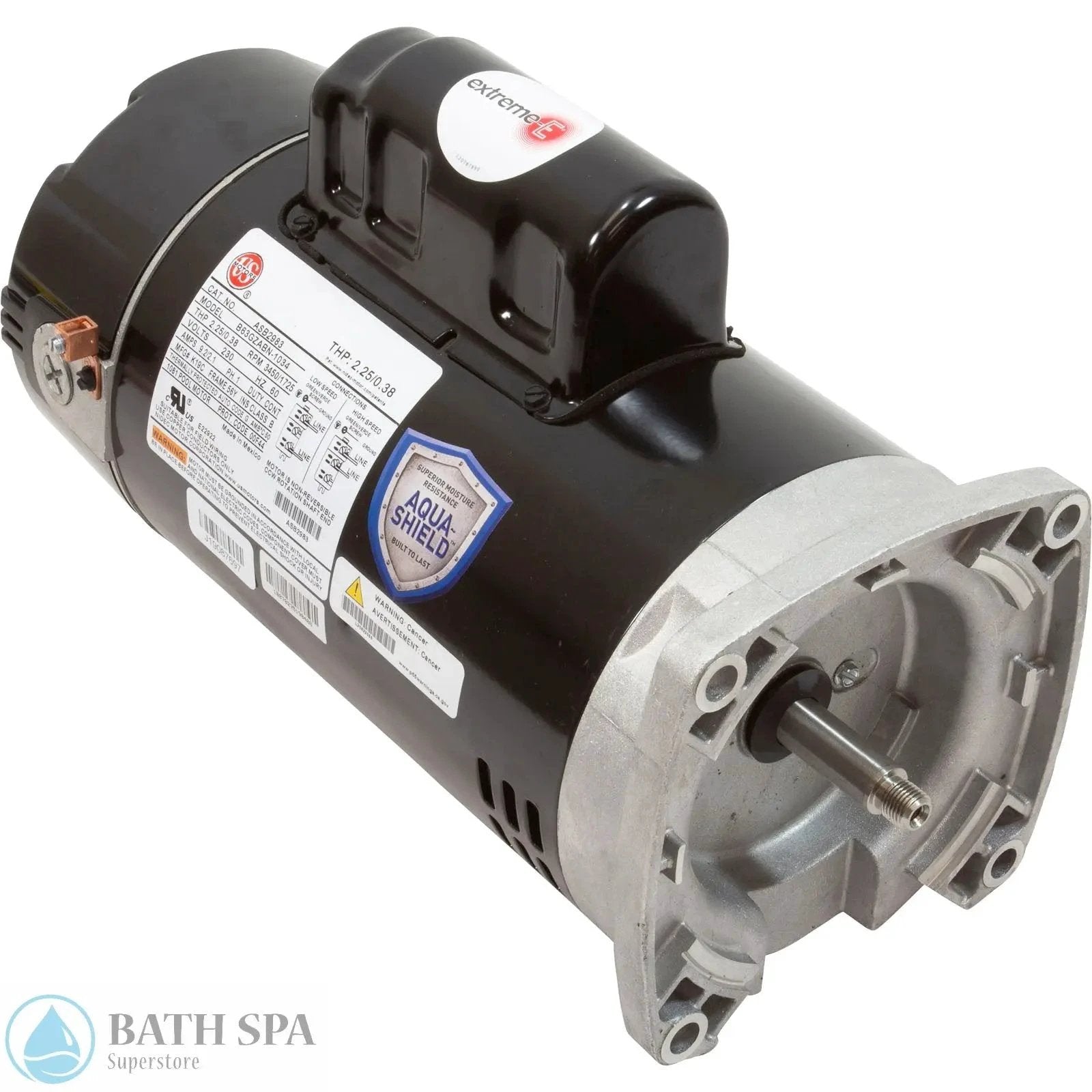 US Motor Square Flange Pool And Spa Motor 2.0 HP Two Speed 230V 56Y Frame Full Rated Spa Pumps & Parts: Spa Pump Motors (C-Face) 35-184-1518_XL