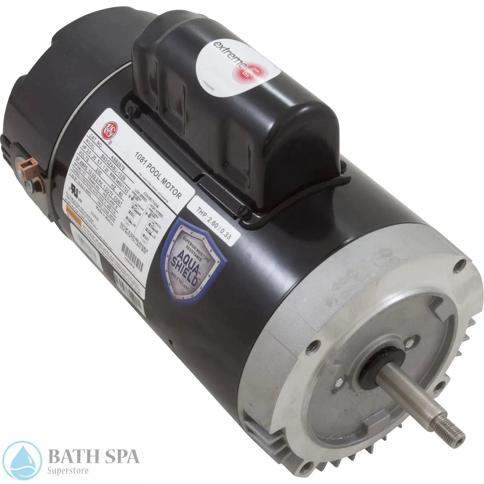 NIDEC US Motor C Face Two Speed 230 Volt Magnetic Motor With Threaded Shaft 56J Frame Spa Pumps 35-184-2979_XL