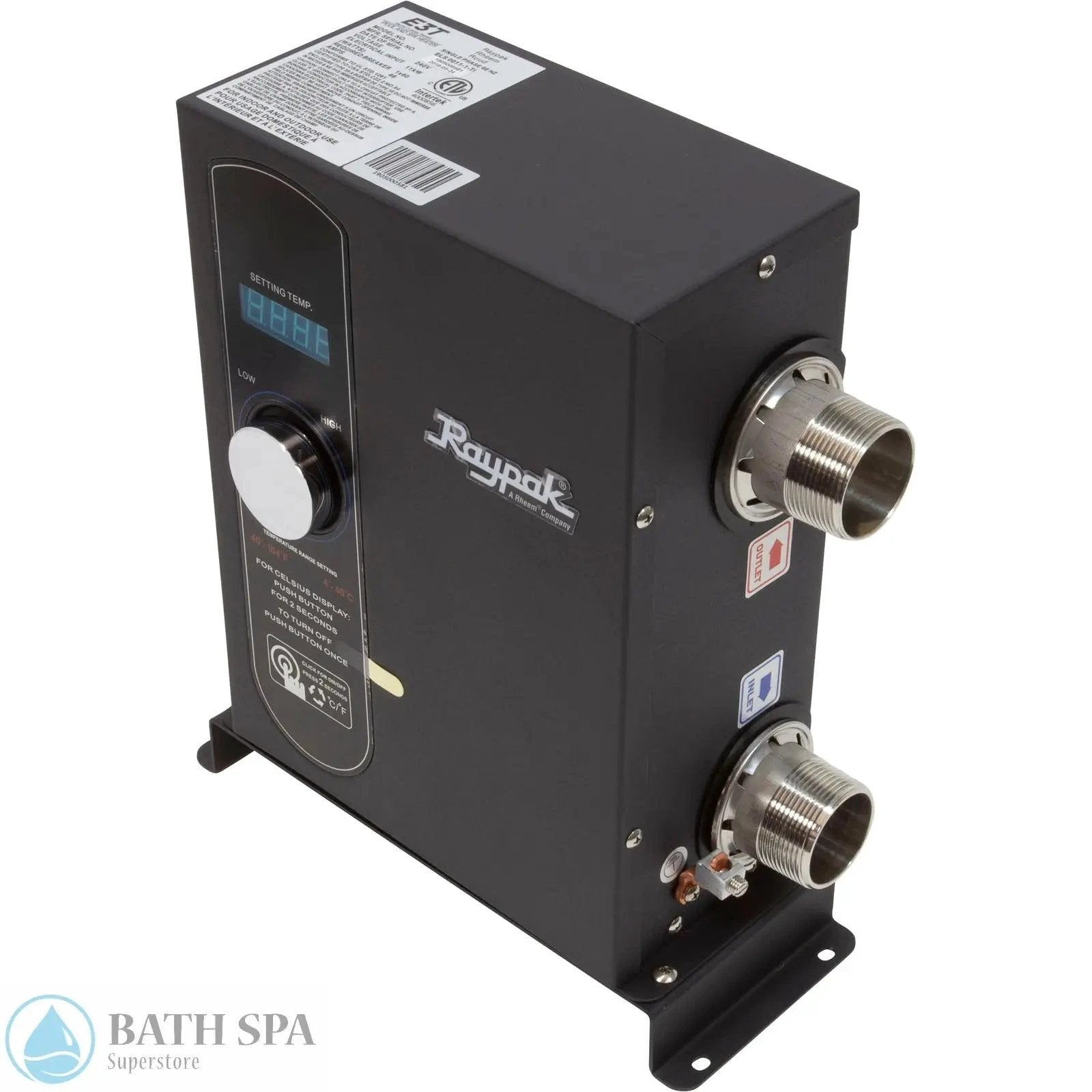 Raypak E3T, Digital Electric Heater, 1-1/2" mpt, 230v, 11kW (017122) Spa Parts: Spa Heaters (Raypak Spa Heaters) 46-197-1060_1-MAIN__XL