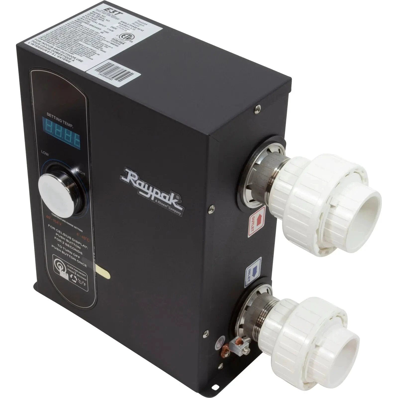 Raypak E3T, Digital Electric Heater, 1-1/2" mpt, 230v, 5.5kW (017121) Spa Parts: Spa Heaters (Raypak Spa Heaters) 46-197-1060_XL_24b0cd84-104f-43e6-9052-18a5dd0e55d2