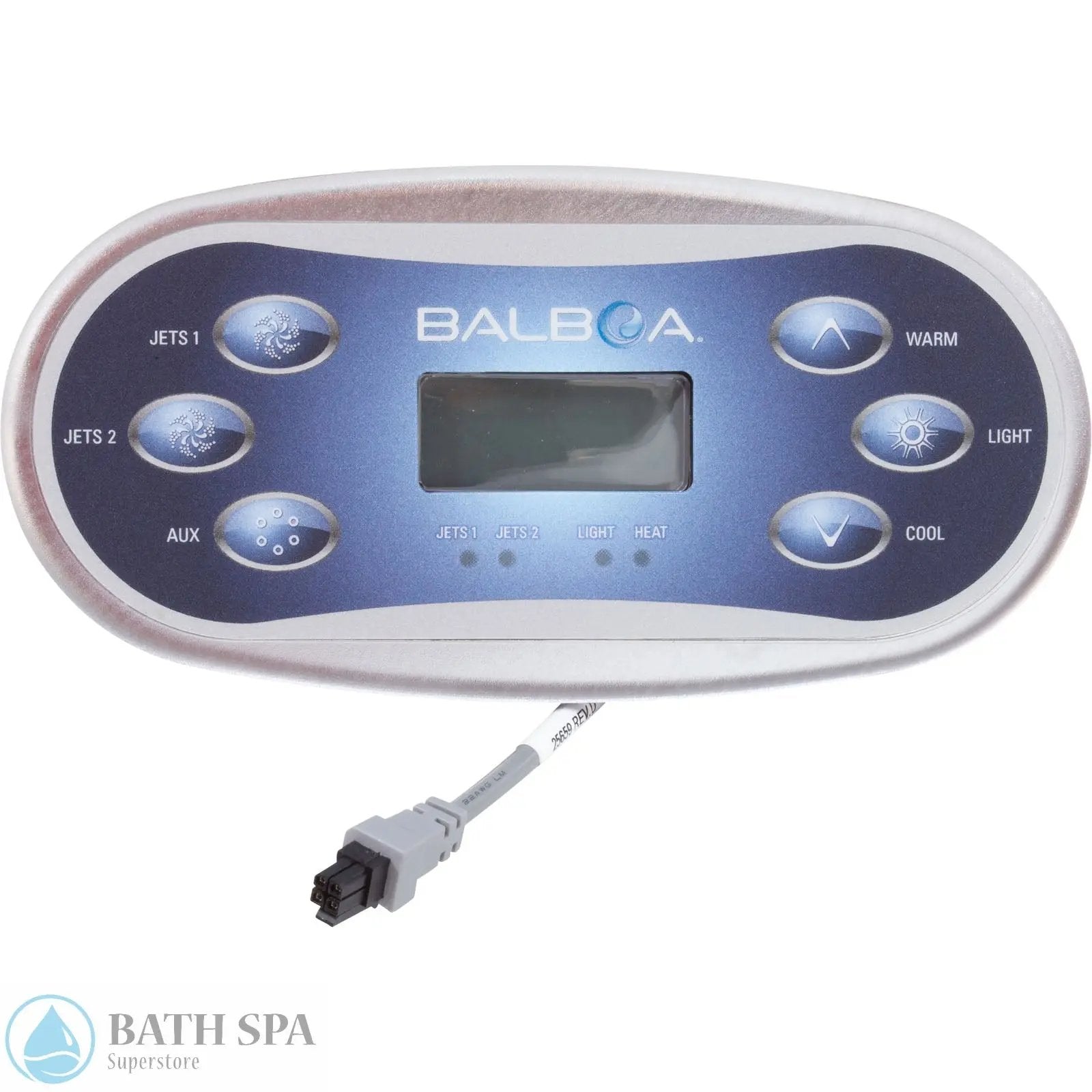 Balboa Topside, TP600, 6 Button, Jet/Jet/Aux/Warm/Cool, w/Overlay (50335) Spa Controls 50335-face