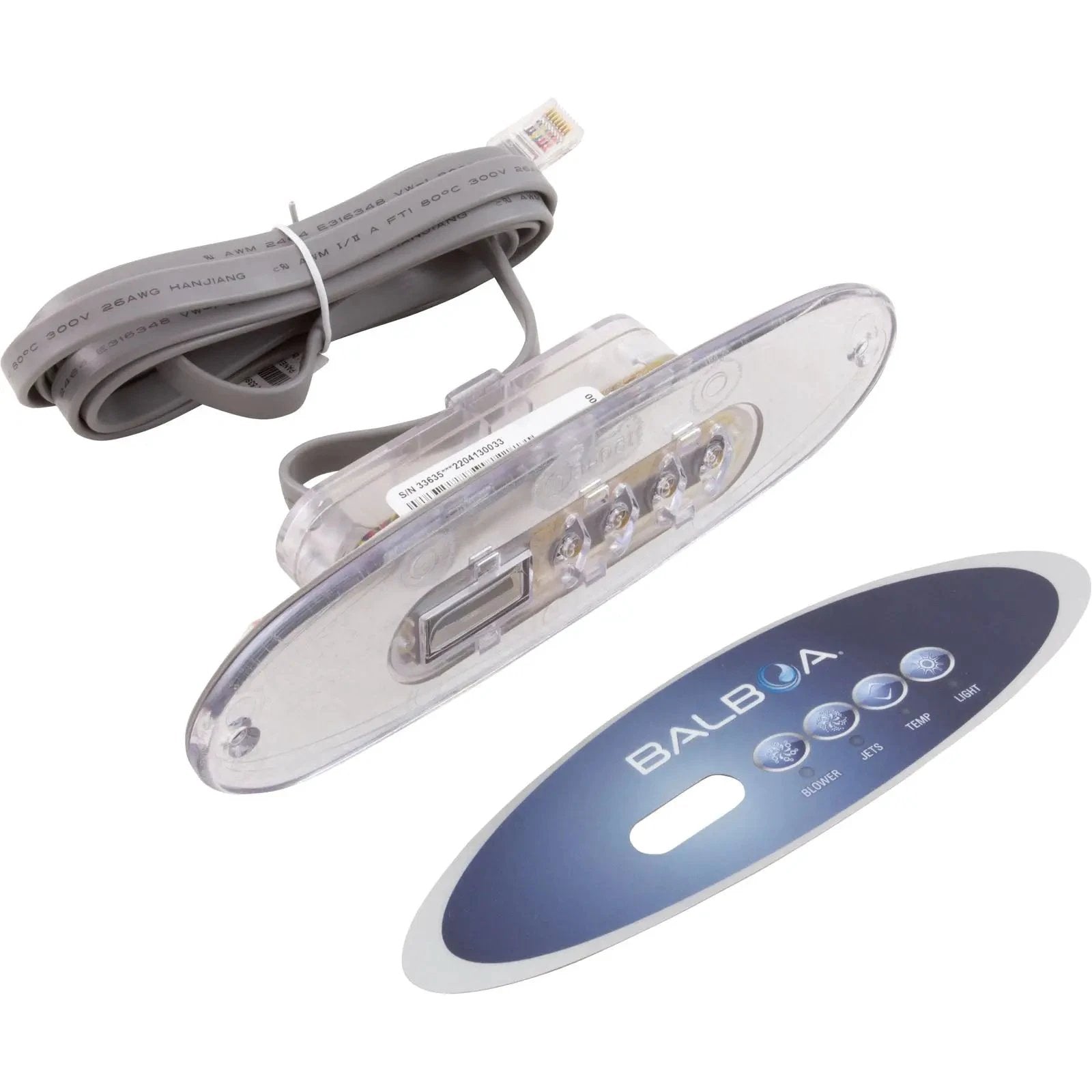 Balboa MVP260/VL260, 4-Button, Blower/Jets/Temp/Light (53566) Spa Parts: Spa Topside Panels (Balboa Topside Panels) 53566-Kit