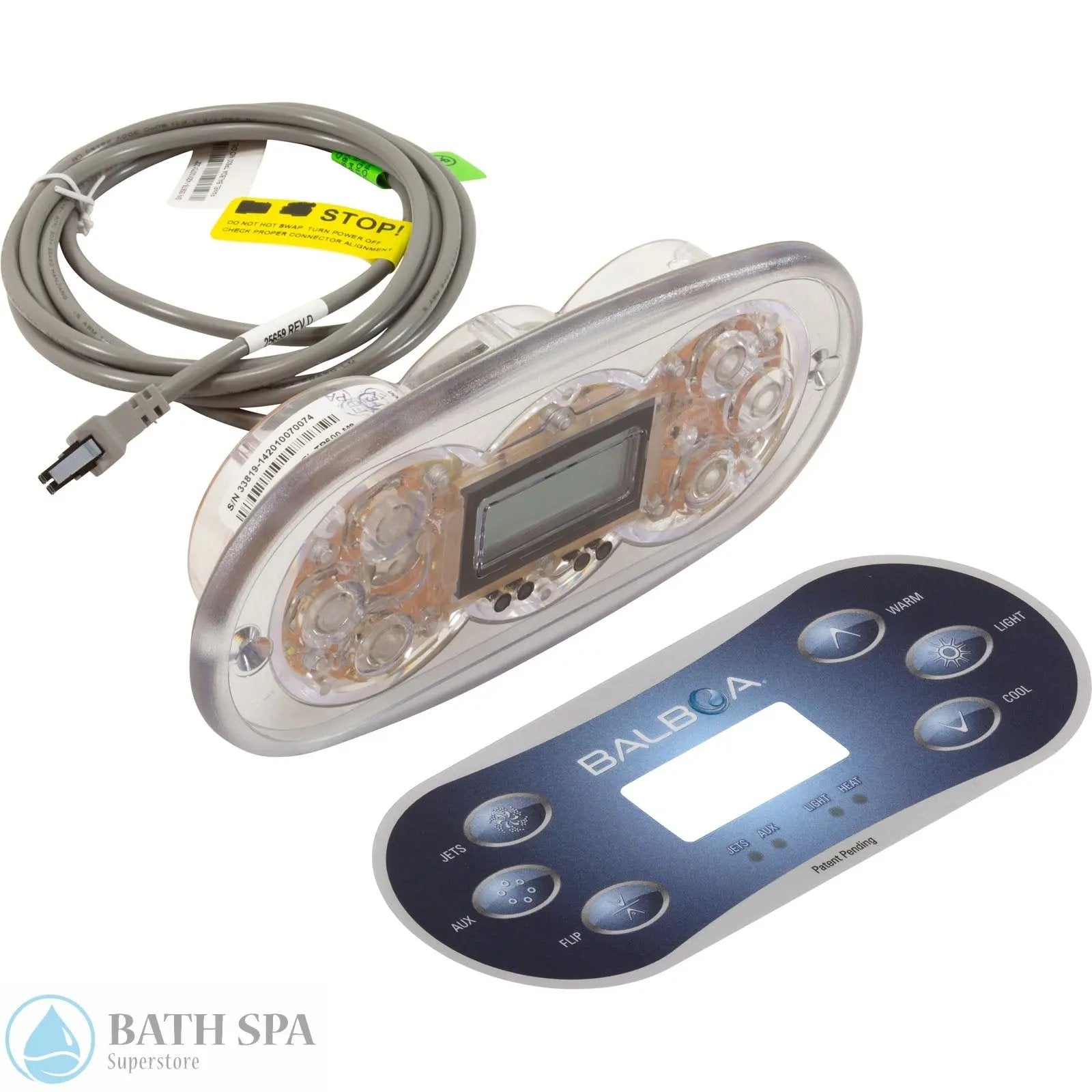 Balboa Topside, TP600, 6 Button, J/Aux/Flip/Warm/Cool, w/Overlay (55676-14) Spa Controls 55673KIT