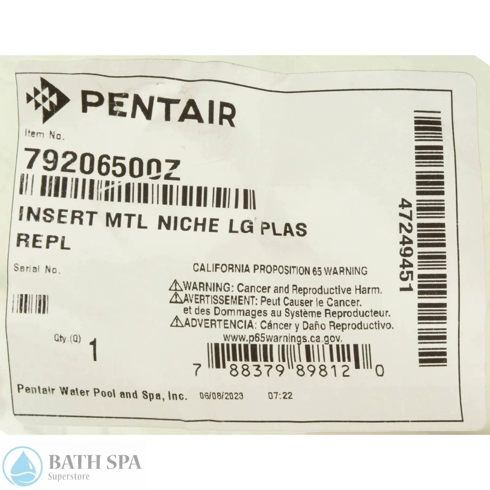American Products Pentair AquaLight Large Plastic Light Niche Metal Insert (79206500) Lighting: Pool & Spa Lighting 57-102-2412_2-LABEL__XL