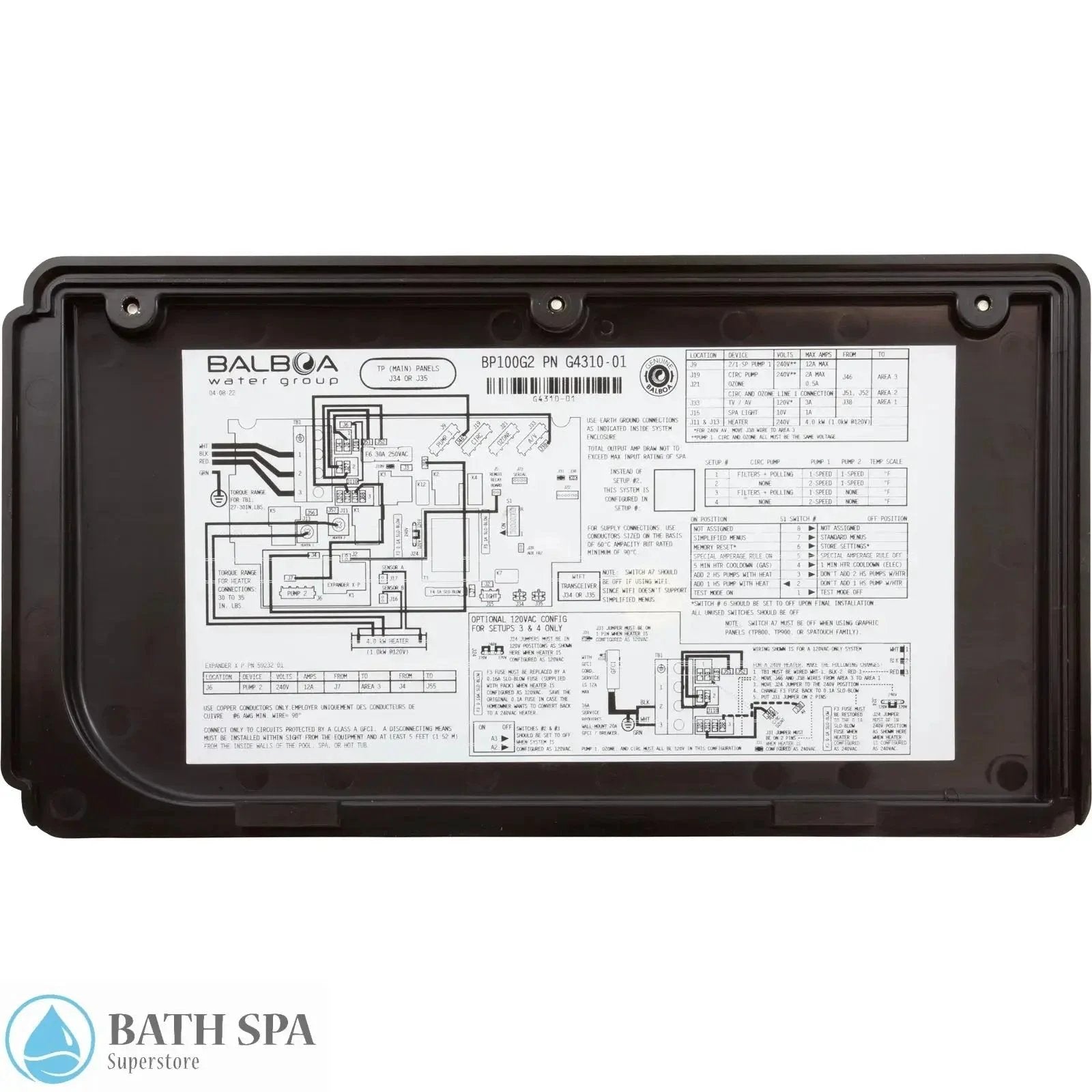 Balboa Spa Control 4.0kW (120/240v) (54380-03) (G6402) Spa Parts: Spa Control Systems (Balboa) 58-138-3250_5-DIAGRAM