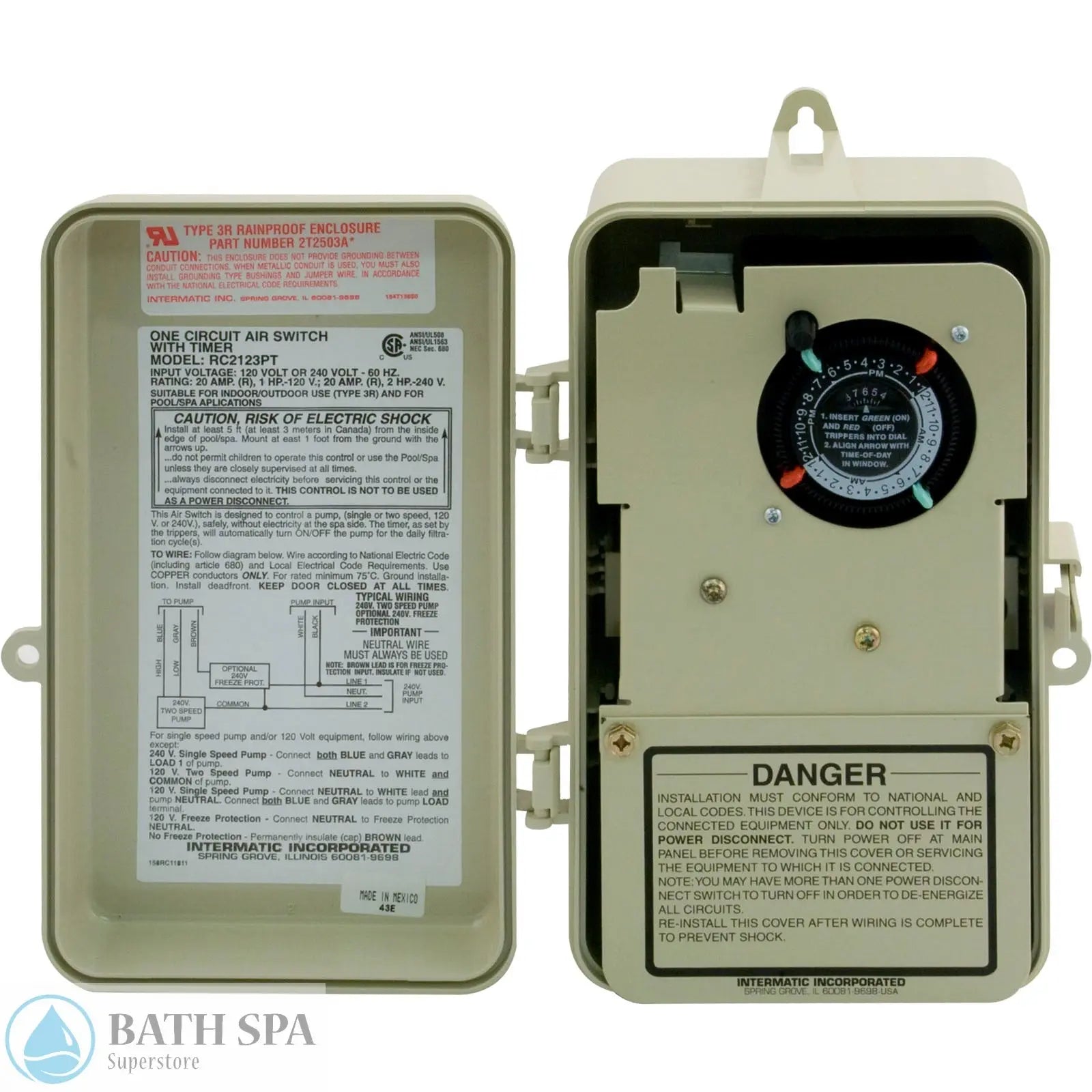 Intermatic RC2123PT One Circuit Control With Timer (RC2123PT) Spa Parts: Spa Control Systems 58-155-3010_OPEN__XL