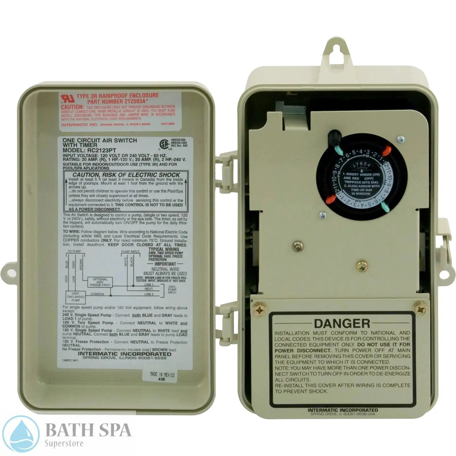 Intermatic RC2123PT One Circuit Control With Timer (RC2123PT) Spa Parts: Spa Control Systems 58-155-3010_OPEN__XL