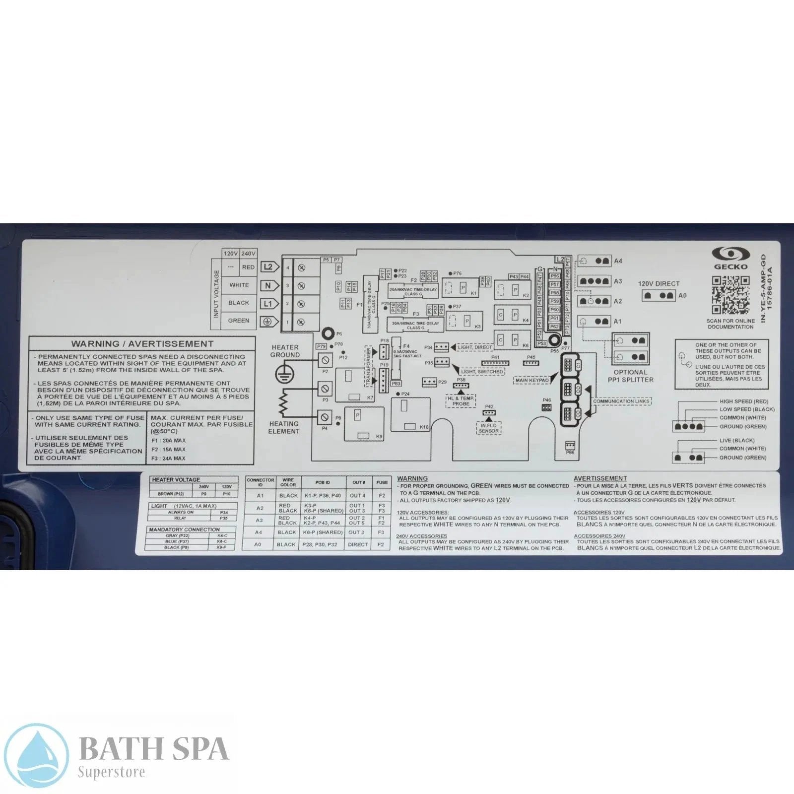Gecko INYE5 Spa Control Box 3 Pump 4kW 115 230V 5 Configurable Outputs Ideal For Entry Level to Mid Range Spas Spa Parts: Spa Control Systems (Gecko) 58-337-1445-LABEL