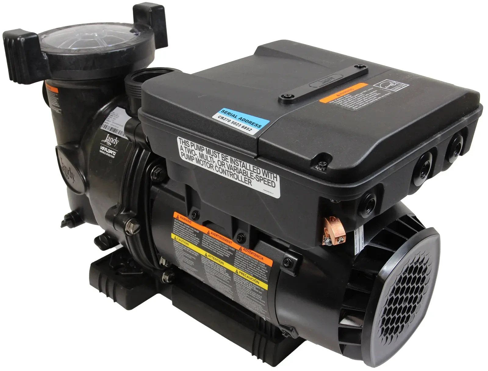 Jandy VS FloPro 2.7 HP Variable Speed Pump High Head 115V 230V Without Controller VSFHP270DV2A Pool Pumps & Parts: Jandy Pump VSFHP270DV2A_back