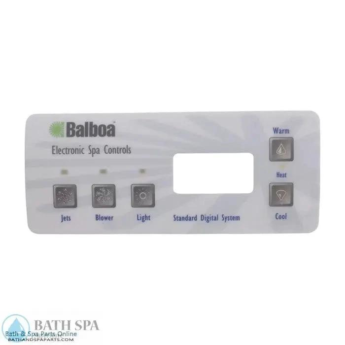 Balboa 5-Button Digital Standard Topside Panel Overlay (10298) Spa Parts: Spa Topside Panel Overlays (Balboa) 10298