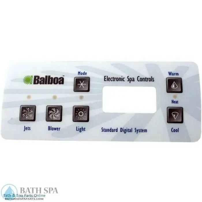 Balboa 6-Button Serial Standard Topside Panel Overlay (10328) Spa Parts: Spa Topside Panel Overlays (Balboa) 10328