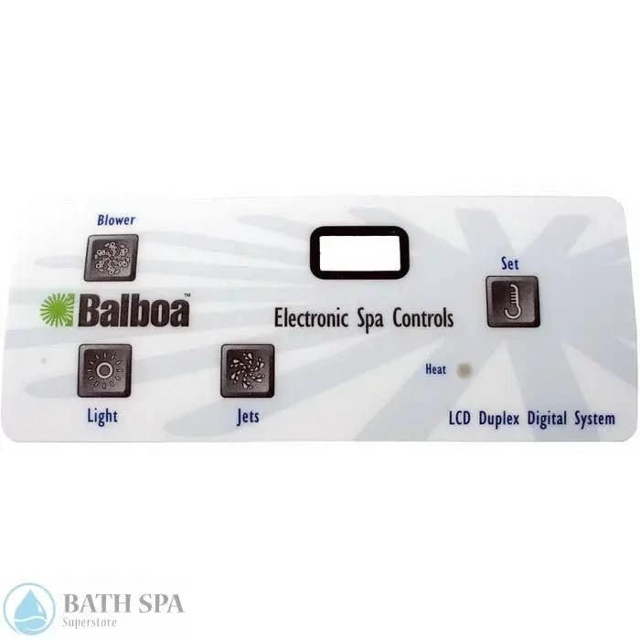Balboa 4-Button Super E5 Duplex Topside Panel Overlay (10668) Spa Parts: Spa Topside Panel Overlays (Balboa) 10668