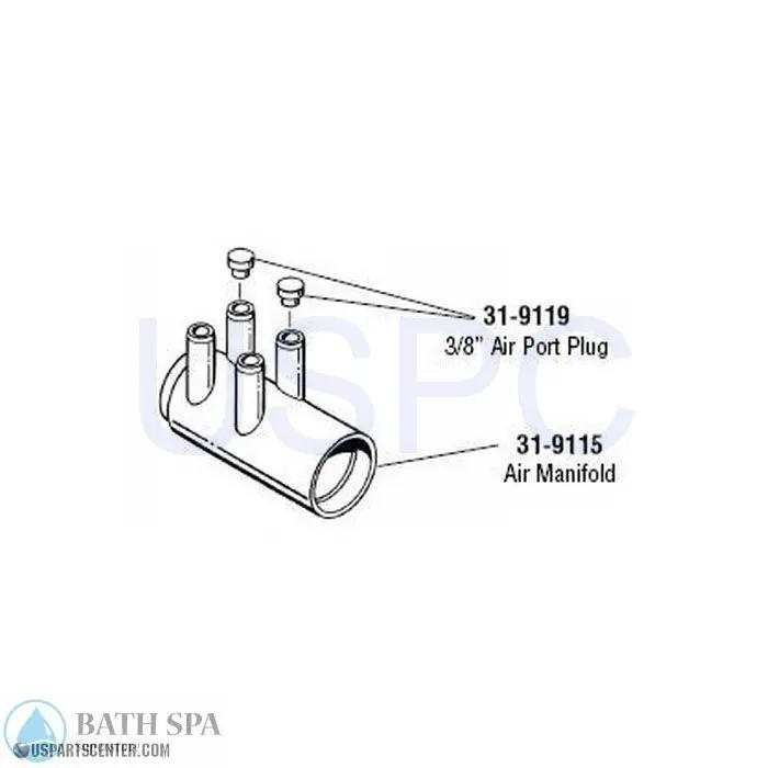 HAI Air Manifold - (4) 3/8" SB x 1" Spg. Spa Parts 11-9115parts_3d502393-961b-4bac-a56a-aea932434e2d