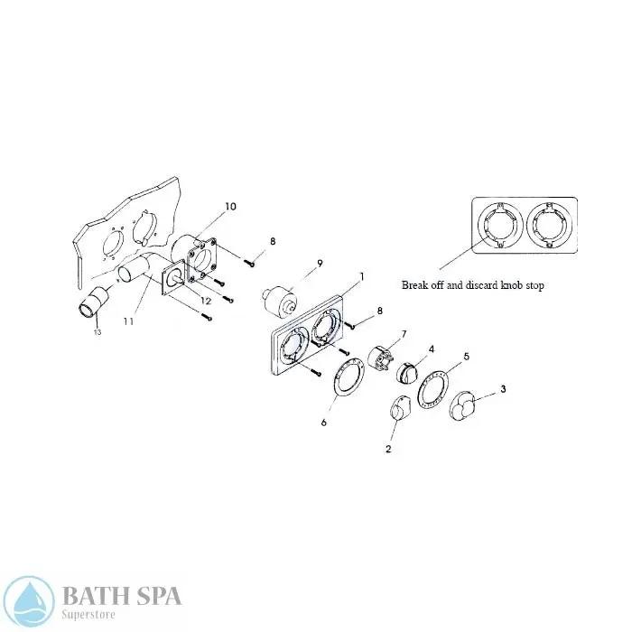 Jacuzzi Whirlpool 2 Position Control Panel (Dual Function) Bath Parts: Bath Air Controls (Jacuzzi Whirlpool) 2-position-control-dual