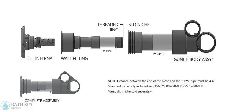 CMP Wave Collection Insider Gunite Jet body White (25580-200-00) 2in-gunite-jet-install-diagram