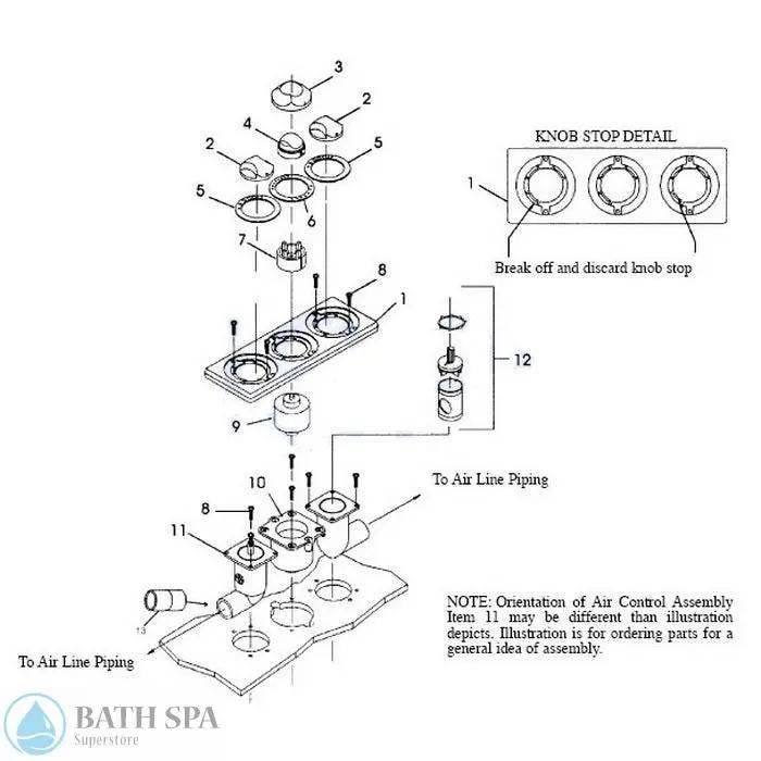 Jacuzzi Whirlpool 3 Position Panel Parts Bath Parts: Bath Air Controls (Jacuzzi Whirlpool) 3-position-control