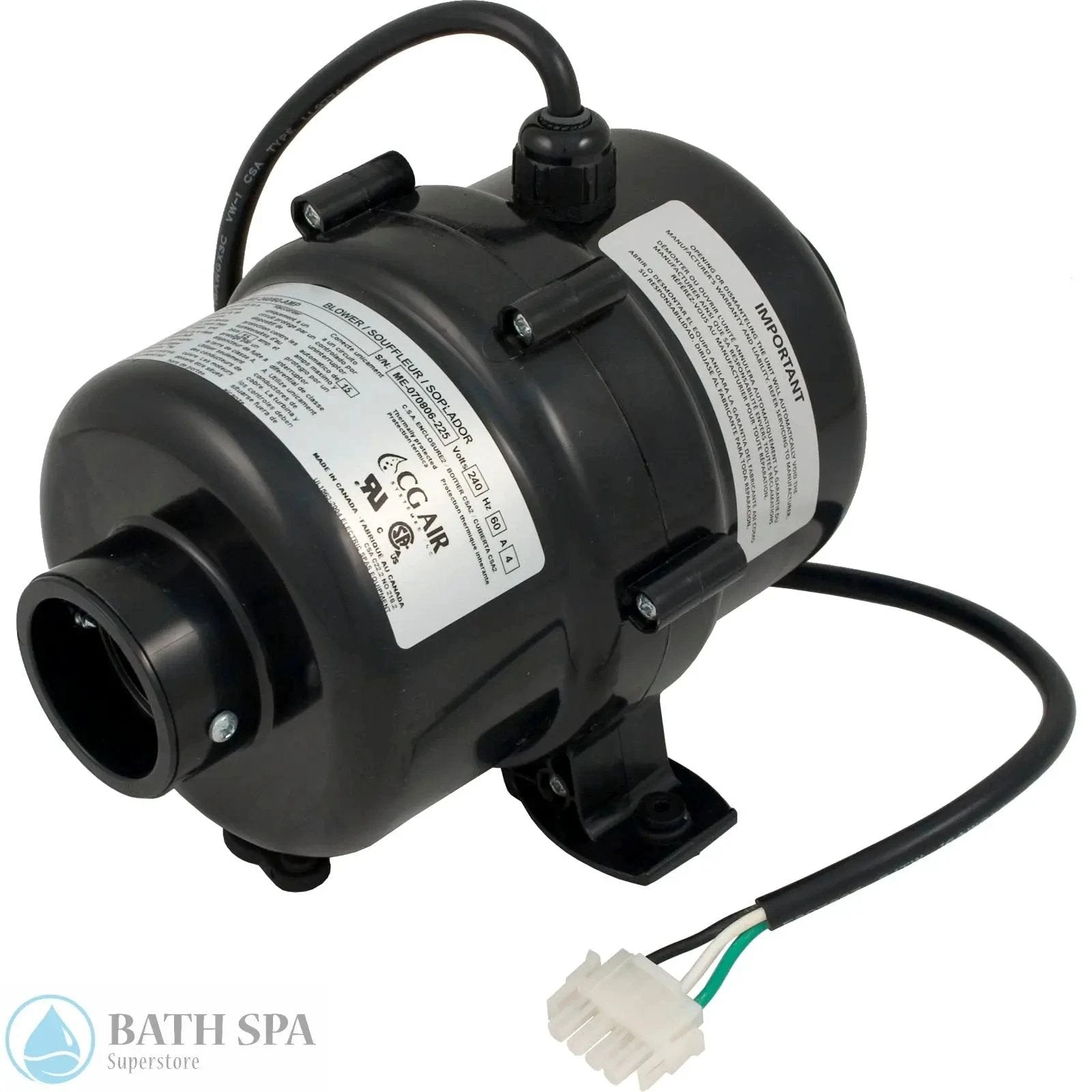 Air Blower, CG Air Millenium, 120v, 7.0A, 3ft AMP (ME-120/60-AMP) Bath Parts: Bath Air Blowers 34-122-1005_XL_41cdd524-8233-40c9-9bd2-e2753120e7b6