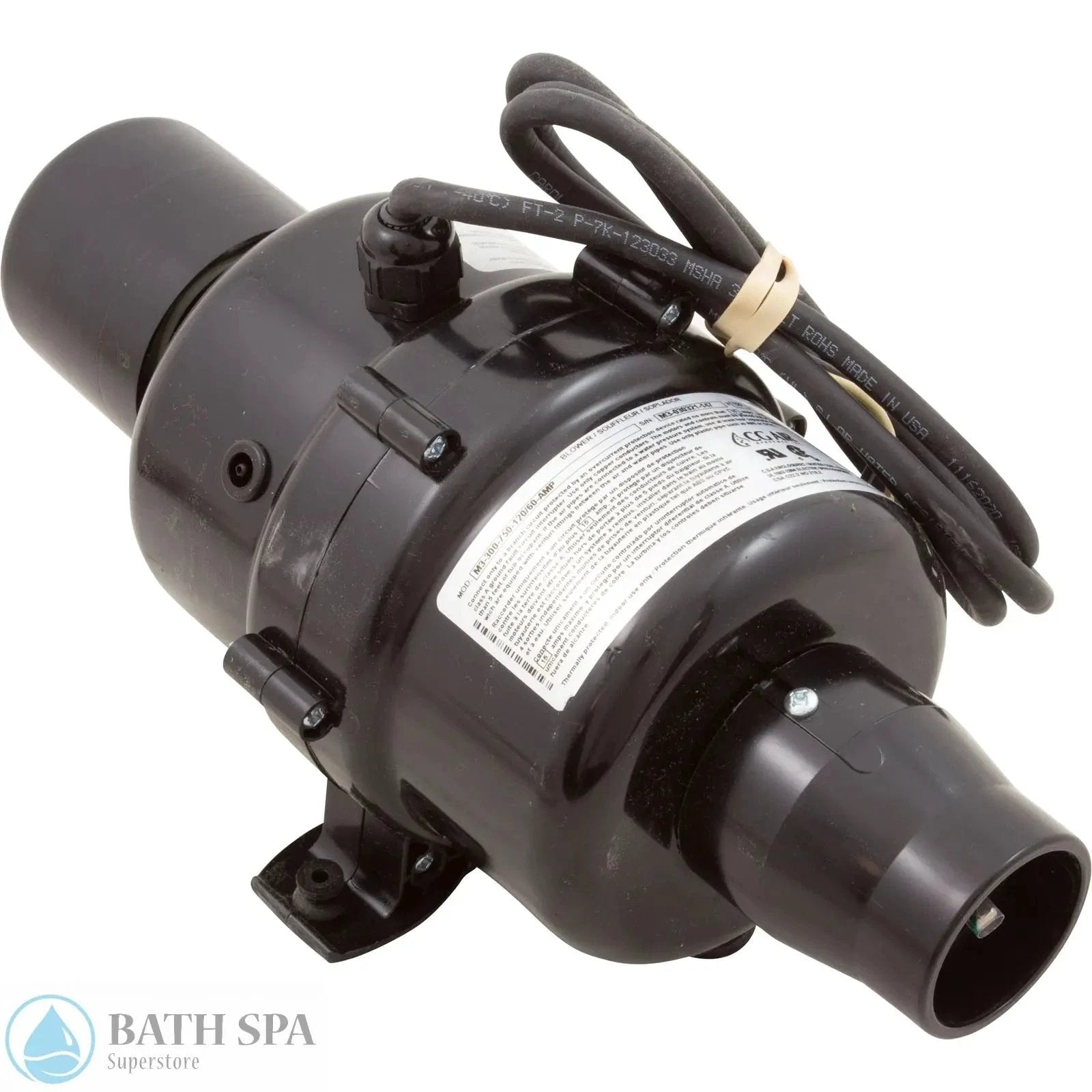 CG Air Millenium 3 Blower With Heater, 3-Speed, 115V 60Hz, 9.5A, 3-Foot Cord, AS, Model M3300750120 60 Amp Bath Parts: Bath Air Blowers 34-122-1015_1-REVERSE__XL