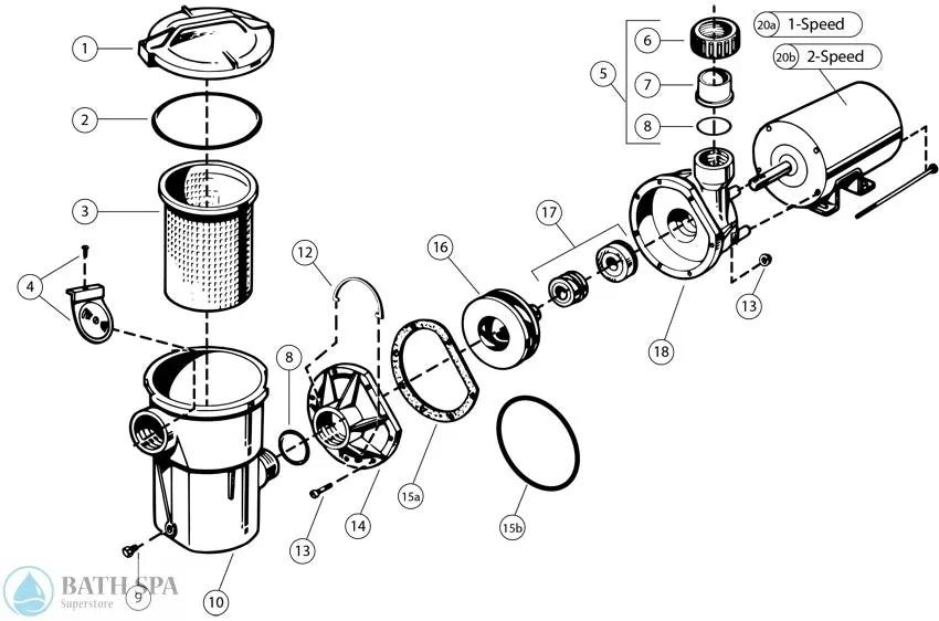 Hayward SP1500 Series Power-Flo LX Pump Spa Pumps 34-150-W001_XL