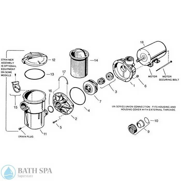 Hayward SP1580 Series Power-Flo LX Pump Spa Pumps 34-150-w003