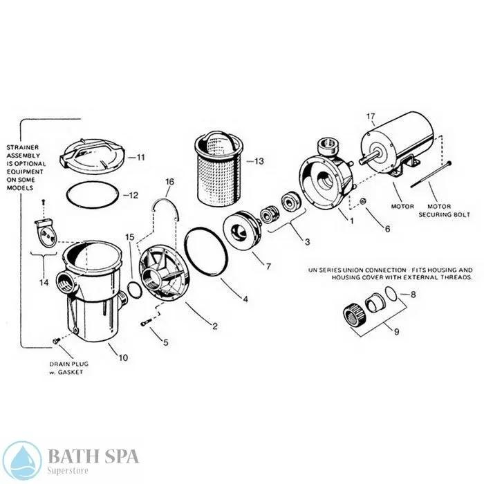 Hayward SP1700 Series Power-Flo II Pump Spa Pumps 34-150-w005