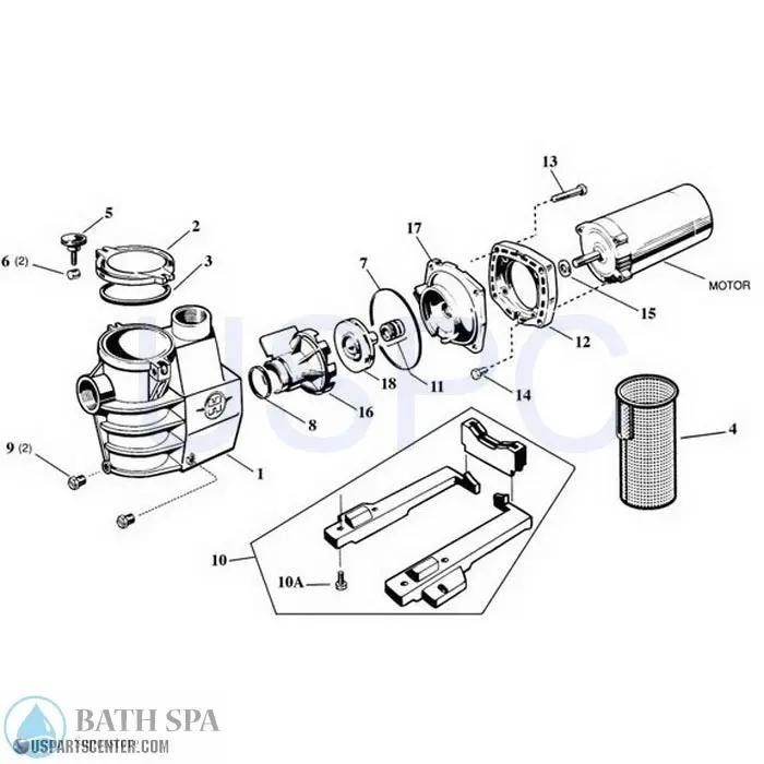 Hayward Max-Flo SP 2800X Pump Series (Max rated) Spa Pumps 34-150-w011