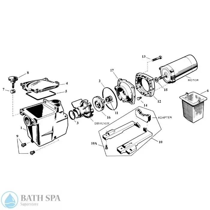 Hayward Super Pump SP1600X Series (Max rated) Spa Pumps 34-150-w017