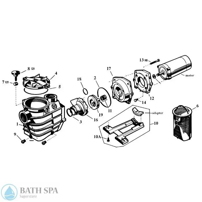Hayward Super II SP3000X Pump Series (Max rated) Spa Pumps 34-150-w025
