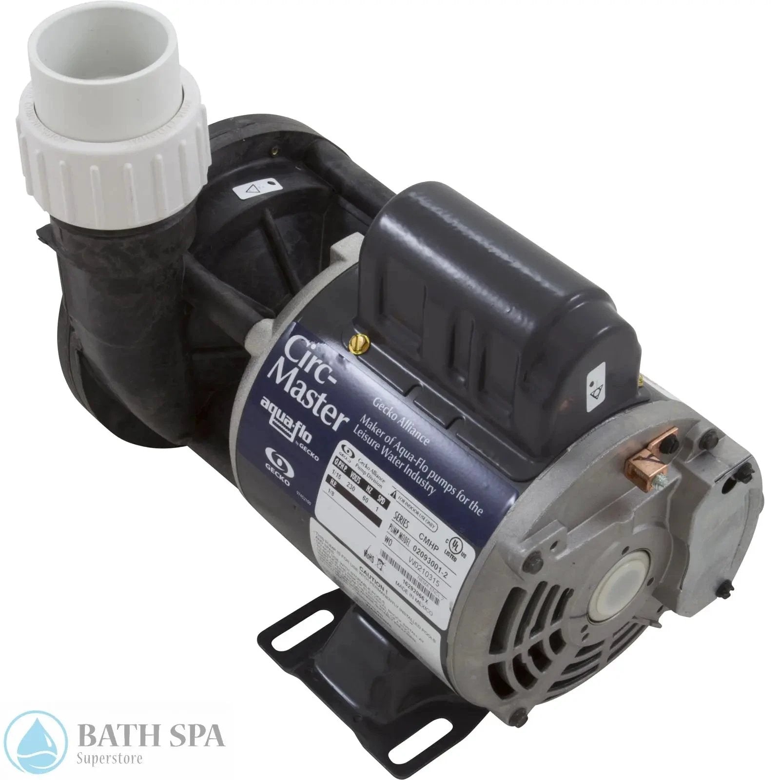 Gecko AquaFlo CMHP 230V One Fifteenth Horsepower Circulation Pump Side Discharge OEM One and a Half Inch 02093001 2010 Spa Pumps & Parts: Spa Pumps (Aqua Flo Circulation Pumps) 34-402-1142_1-REVERSE__XL