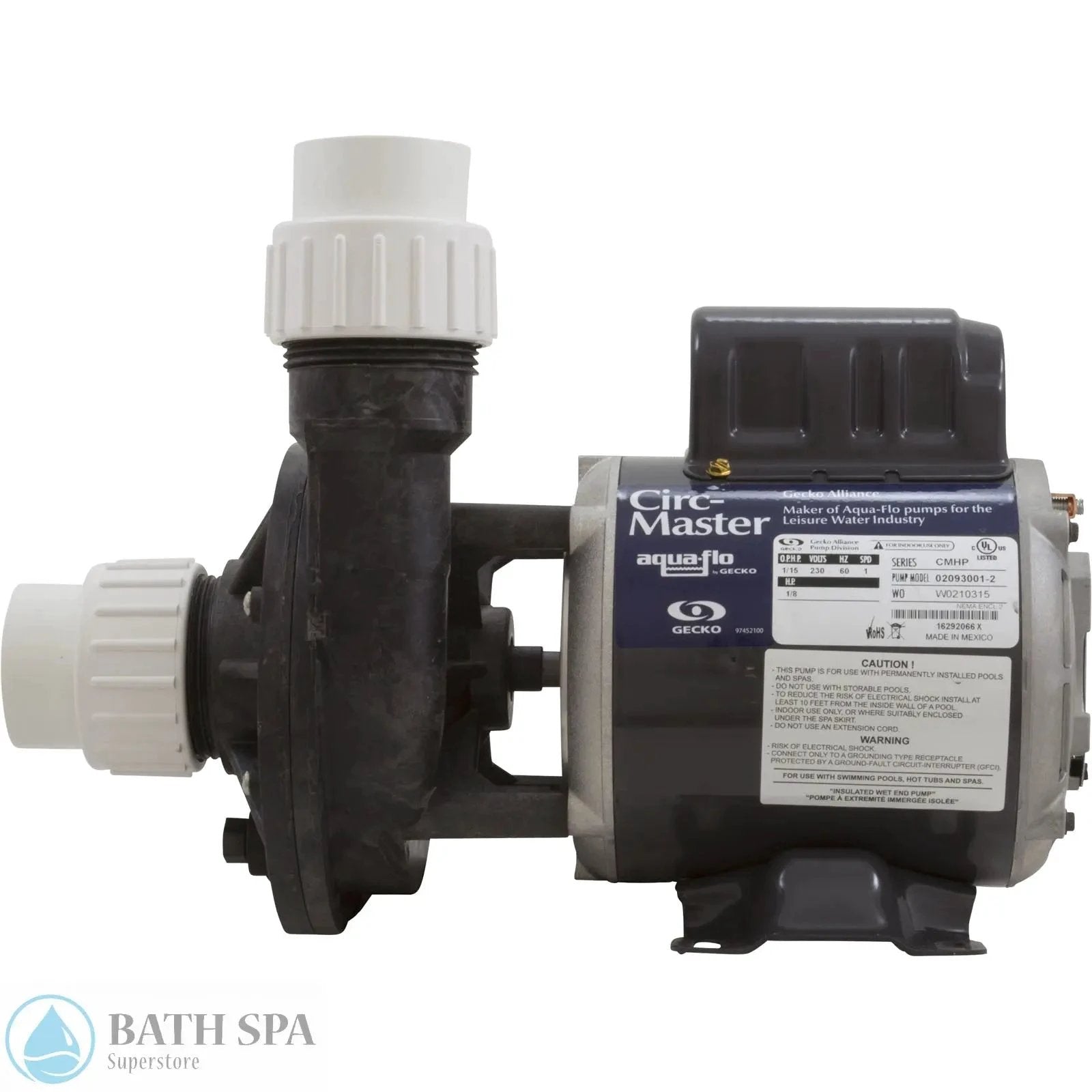 Gecko AquaFlo CMHP 230V One Fifteenth Horsepower Circulation Pump Side Discharge OEM One and a Half Inch 02093001 2010 Spa Pumps & Parts: Spa Pumps (Aqua Flo Circulation Pumps) 34-402-1142_4-SIDE__XL