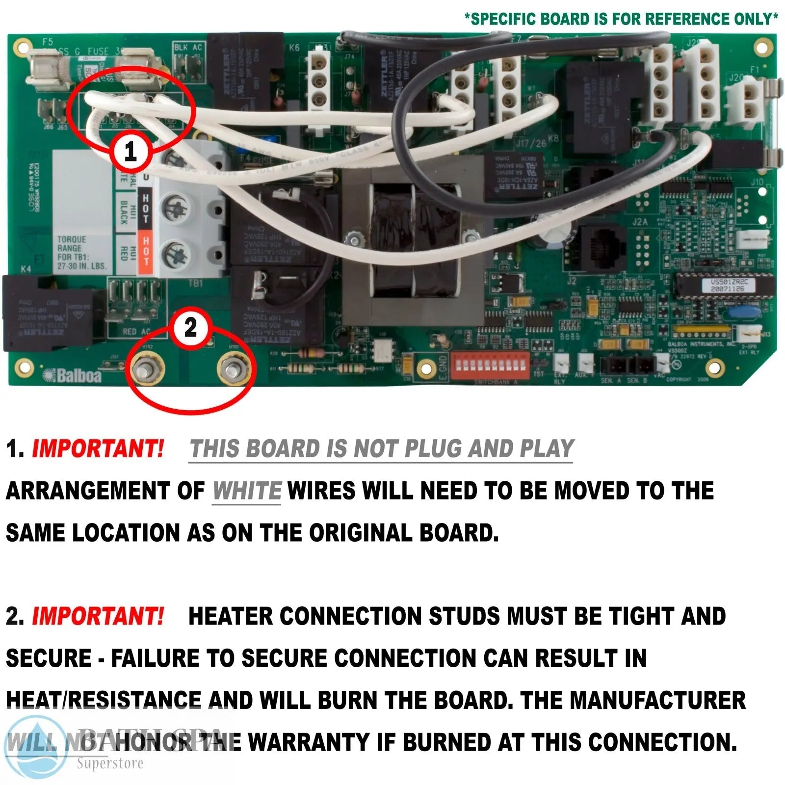 Balboa Circuit Board VS500Z (54369-03) Spa Parts: Spa Circuit Boards (Balboa) 54357_instructions