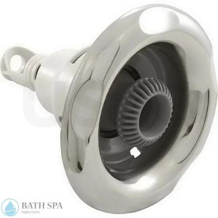 Waterway Power Storm Threaded Jet Internal Directional Textured Scalloped Stainless Steel Grey 2295617S Spa Parts: Spa Jets (Waterway Power Storm Jets) 55-270-4318_lar