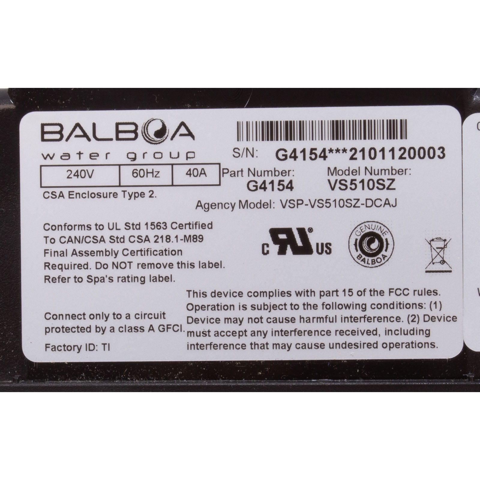 Balboa Value Series Spa Control VS510SZ [5.5kW] [52296] [54218]