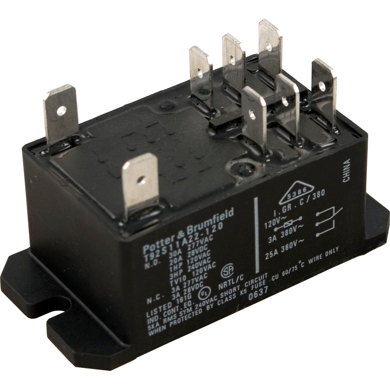 Potter & Brumfield Relay - DPDT 20A 120v Coil T92S11A22-120