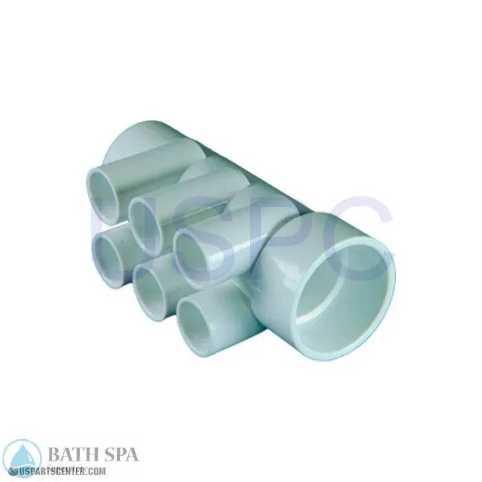 Water Manifold - 6 Port 1/2"S x 1-1/2"S x 1-1/2" Spg w/o Plug Spa Parts 72062_f7e303a4-ad9e-4236-b7ea-034e1777deab