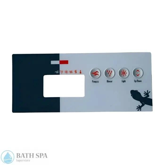 Gecko TSC-19-GE3 4 Button Topside Panel Overlay 9916-100427 For P1 P2 Blue Light Spa Parts: Spa Topside Panel Overlays (Gecko) 9916-100427