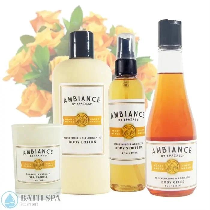 Spazazz Honey Mango Ambiance Collection Gift Set Bath Spa Aromatherapy for Adults Unisex Aromatherapy: Spazazz Ambiance Collection AmbianceCollectionWithFlowers