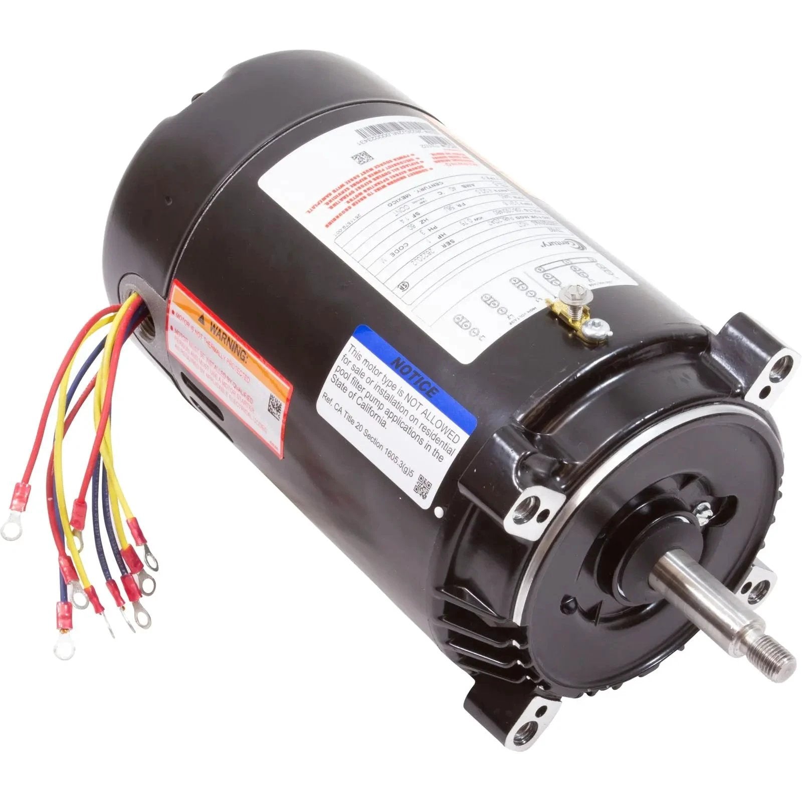 A O Smith Century C Face 1.0 HP Electric Motor 56J Frame 208 230 Volt Industrial Use Model T3102 Spa Pumps & Parts: Spa Pump Motors (56-Frame) T3102