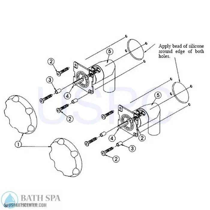 Jacuzzi Whirlpool 2 Panel Air Control Assembly Replacement Parts Kit With Knob O Ring Valve And Screws Bath Parts air-control
