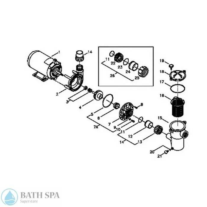 Gecko Aqua Flo FMHP Replacement Parts Kit Includes Motor Volute Seal Impeller And O Ring For 0.5 To 2.0 HP Pumps Spa Pumps flomaster_20fmhp