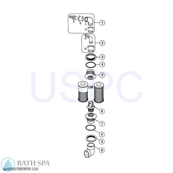 Thru-Wall Suction - Filter Suction Assm. Sundance Spa Parts ss6540-065