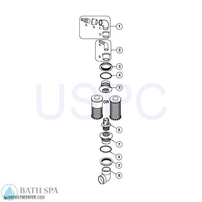 Thru-Wall Suction - Filter Suction Assm. Sundance Spa Parts ss6540-065