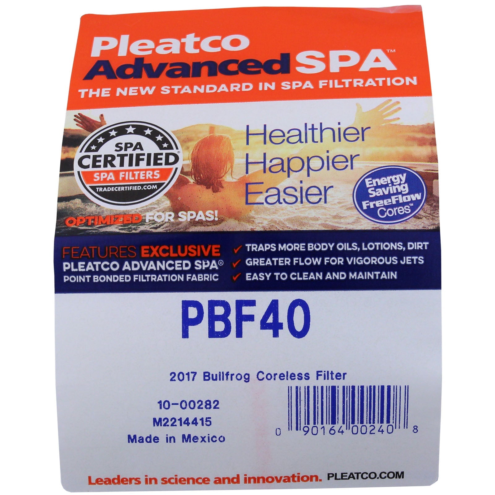 Pleatco Spa/Pool Replacement Filter Cartridge [30 sq ft] (10-00282) (PBF40) Spa Filters: Replacement Cartridges - Filbur 5" Outside Diameter Cartridge 17-775-1194_3-LABEL__XL