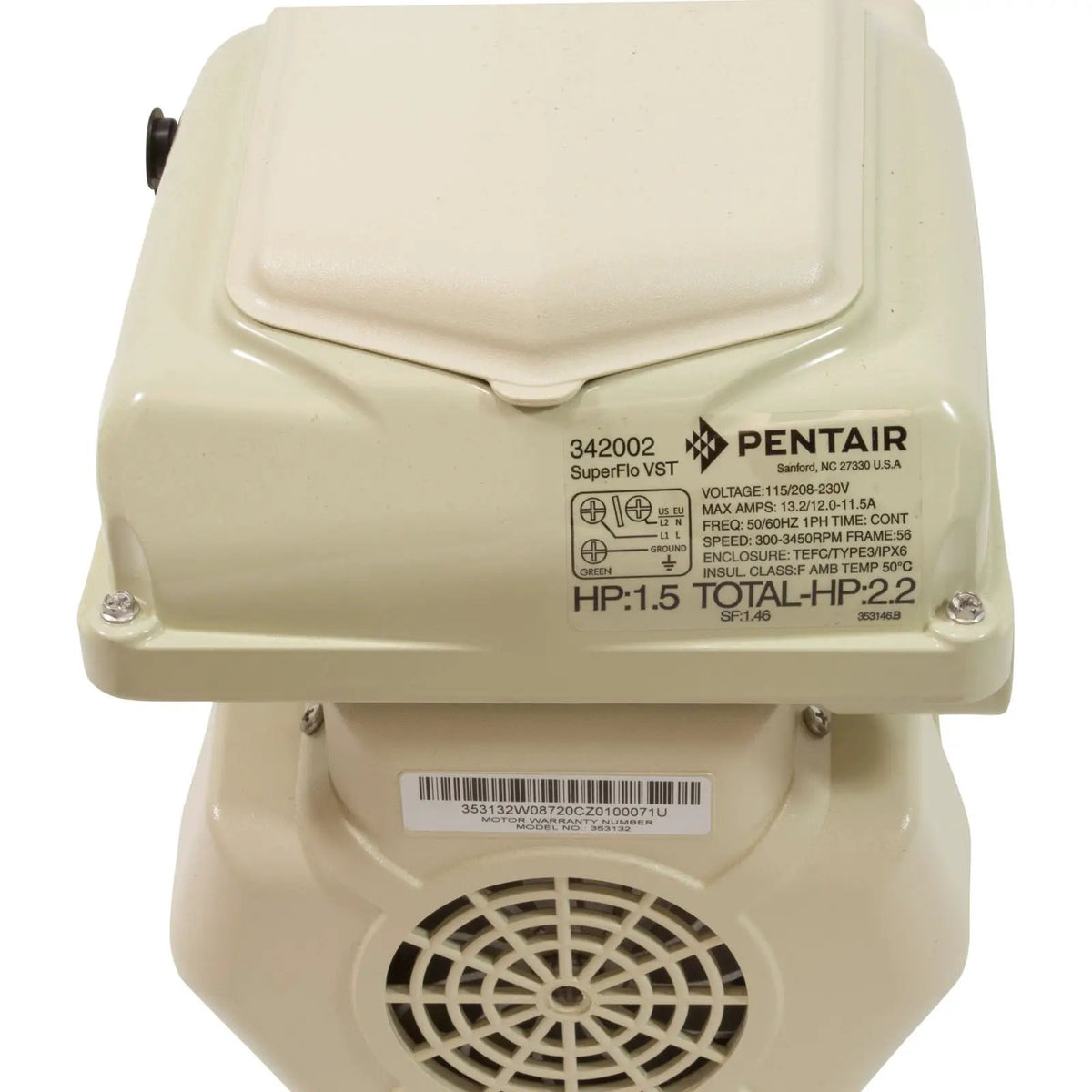 Pentair SuperFlo VST, 1.5hp, 115/208-230v [2”] (Variable Speed) [342002] by Pentair Pool Products