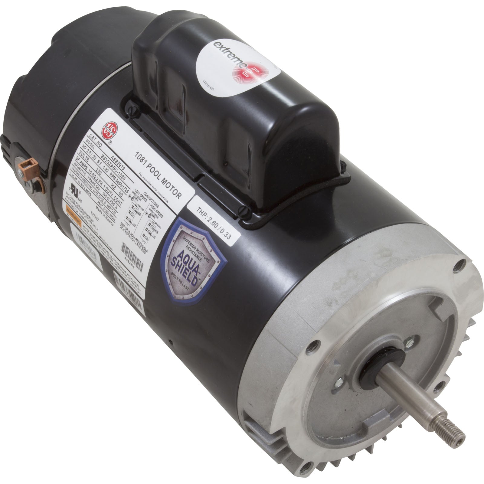 C-Face Mag Motor Threaded Shaft 2/25HP [2-Spd] [230v] (ASB2979)